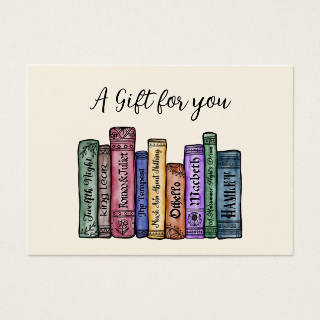 Bok Gift Certificate Literary Bibliophile Visitkort (Framsidan)