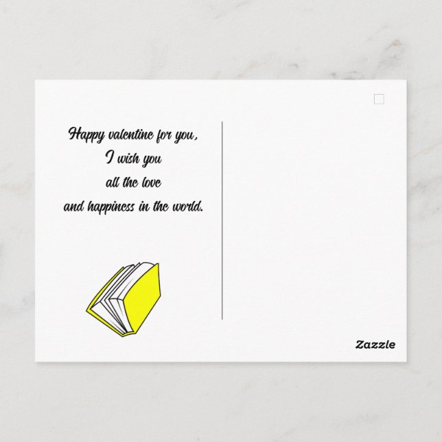 bok, Glad Alla hjärtans dag anpassa namn  Vykort (Baksida)