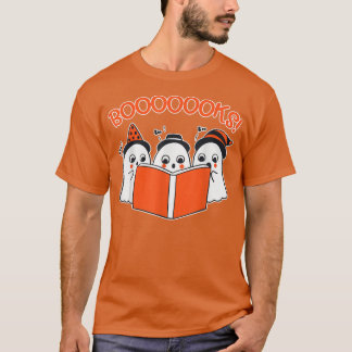 Bok HalloweenT Cute Ghost Reading Librarian Teach T Shirt