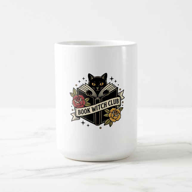 Bok Häxklubb Katt Logotyp Kaffemugg (Center)