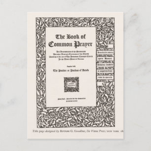 Bok i Common Prayer, New York 1800 Vykort