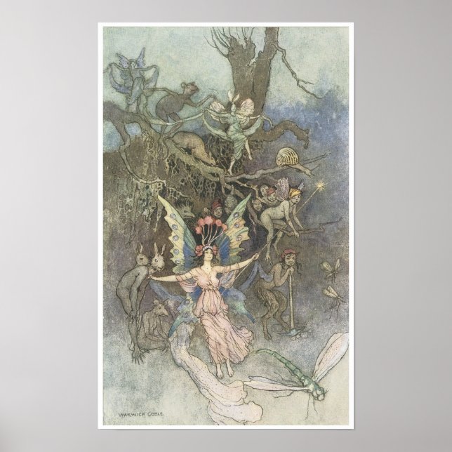 Bok i Fairy Poetry, Viktorian Era Fairy Painting Poster (Framsidan)