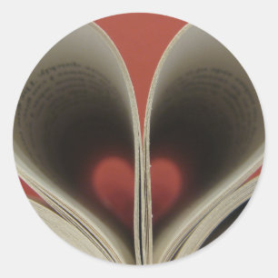 Bok i Hearts Stickers Runt Klistermärke