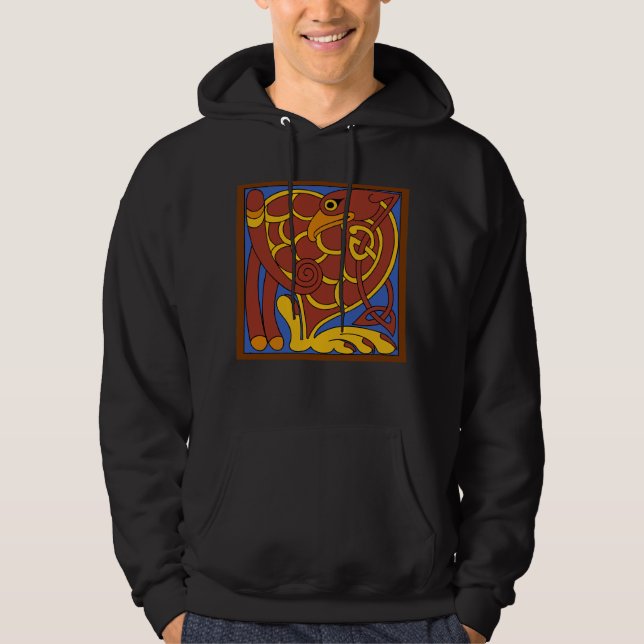 Bok i Kells Celtic Knot Medieval Bird Hoodie (Framsida)