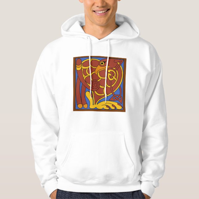Bok i Kells Celtic Knot Medieval Bird Hoodie (Framsida)