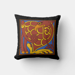 Bok i Kells Celtic Knot Medieval Bird Kudde