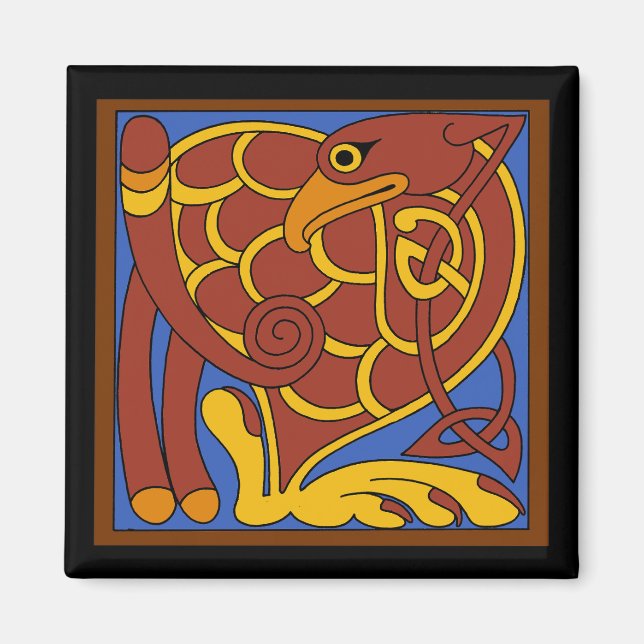 Bok i Kells Celtic Knot Medieval Bird Magnet (Framsidan)