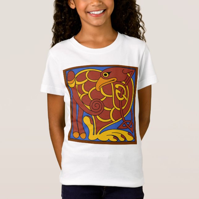 Bok i Kells Celtic Knot Medieval Bird T Shirt (Framsida)