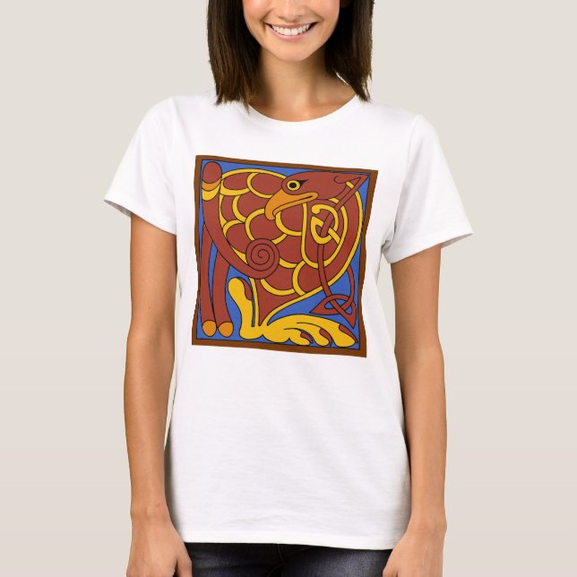Bok i Kells Celtic Knot Medieval Bird T Shirt (Framsida)