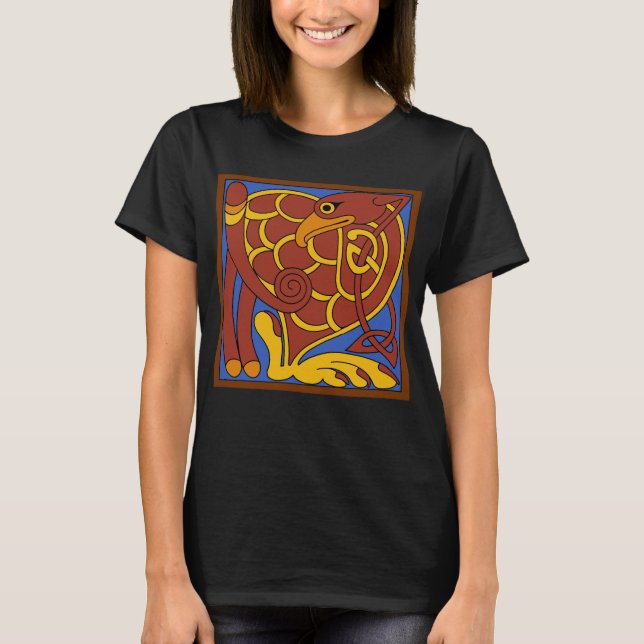 Bok i Kells Celtic Knot Medieval Bird T Shirt (Framsida)