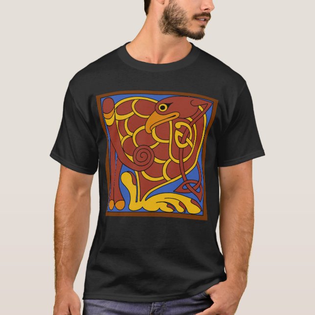 Bok i Kells Celtic Knot Medieval Bird T Shirt (Framsida)