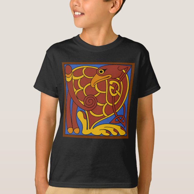 Bok i Kells Celtic Knot Medieval Bird T Shirt (Framsida)