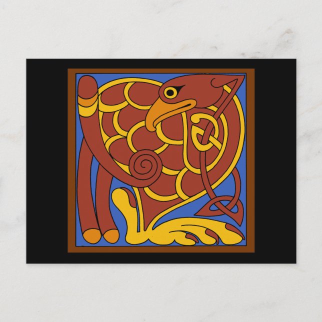 Bok i Kells Celtic Knot Medieval Bird Vykort (Framsida)