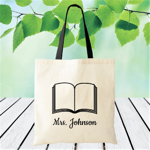 Bok Icon Anpassningsbar Teacher's Namn Text Person Tygkasse
