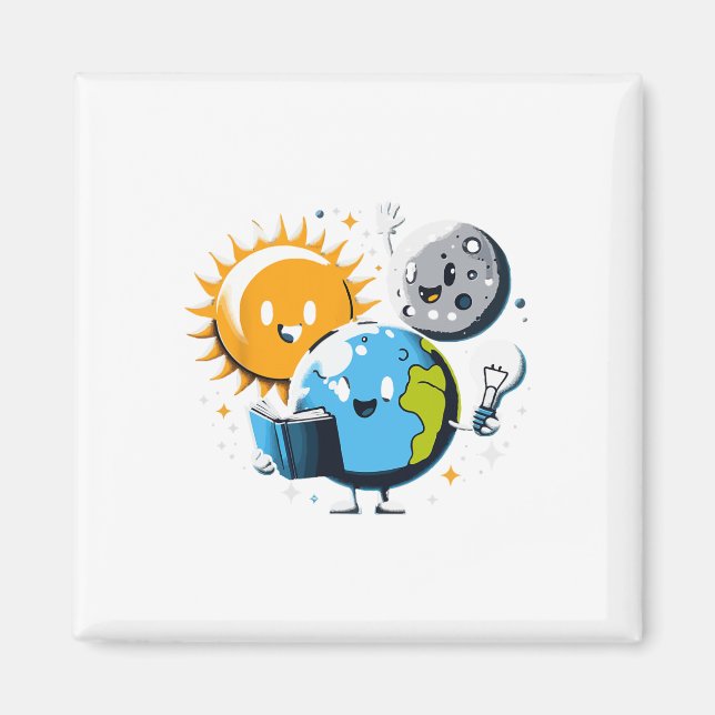 Bok, jorden Måne Sol, finny Solar Ecli Magnet (Framsidan)