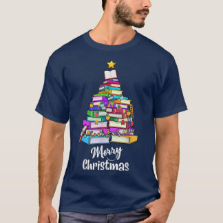 Bok Julgran Julafton Ljus Bibrarian Merry Ch T Shirt