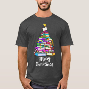 Bok Julgran Julafton Ljus Bibrarian Merry Ch T Shirt