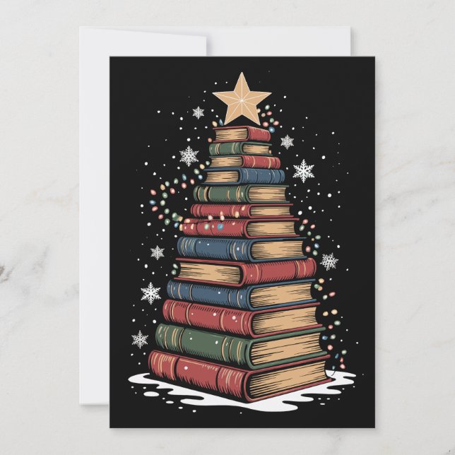 Bok Julgran Lärare Bibliotekarie Xmas Högtid Julkort (Framsida)