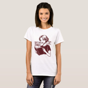Bok & Kaffe Kvinna T-Shirt – Mysig Läsning