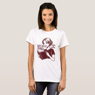 Bok & Kaffe Kvinna T-Shirt – Mysig Läsning