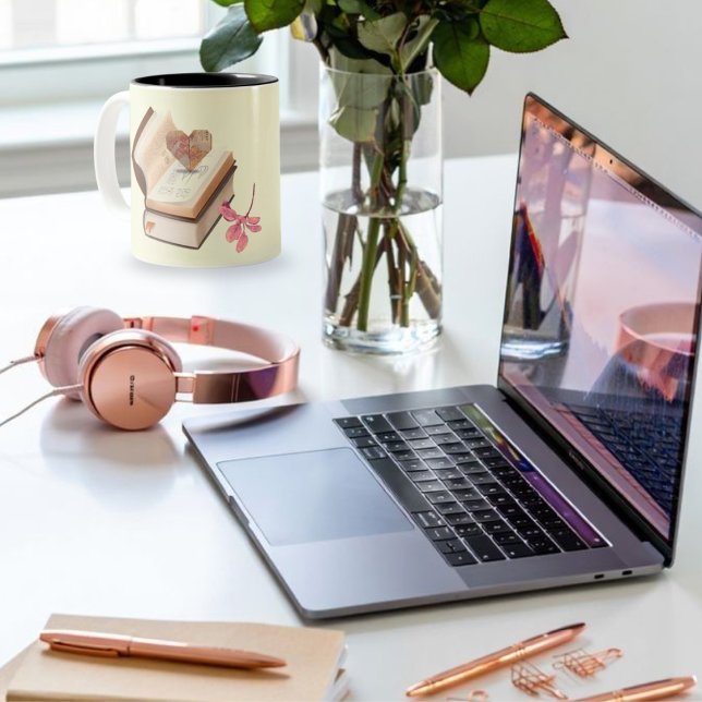 Bok kärlek med Heart Karta & kärlek butik Två-Tonad Mugg (Skapare uppladdad)