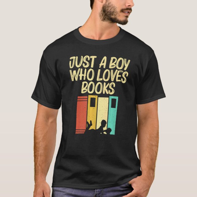 Bok Kids Boys Reading Readers Bibrarian T Shirt (Framsida)