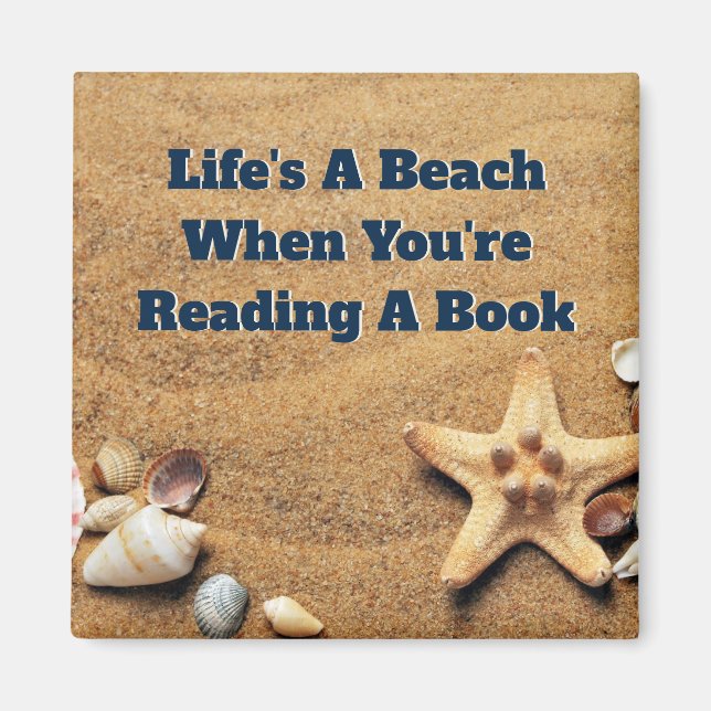 Bok Klubb Bok Älskare Beach eteravläsning Magnet (Framsidan)