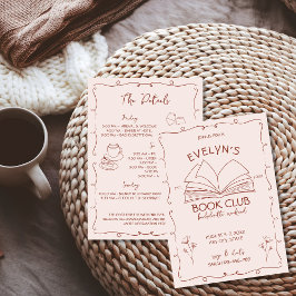 Bok Klubb Bookish Hand plockade Bachelorette Helg Inbjudningar
