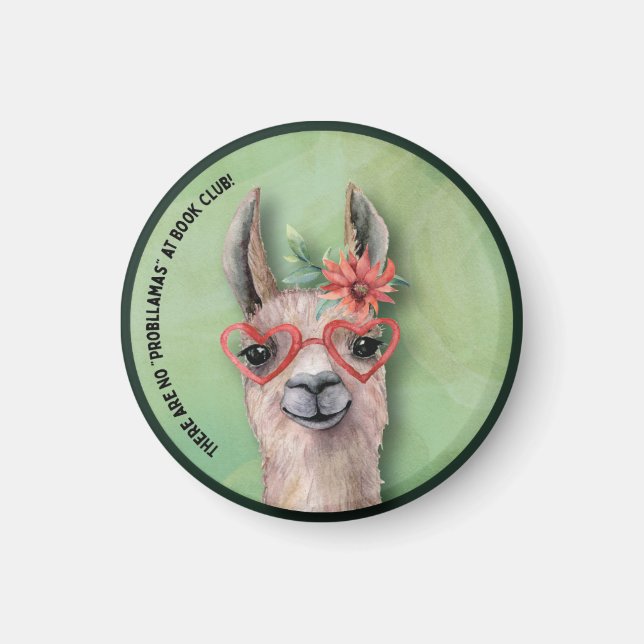 Bok Klubb Cute Funny Llama Magnet (Framsidan)