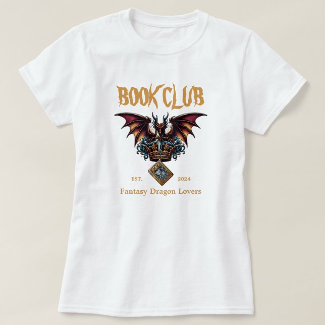 Bok Klubb Dragon för Fantasy Älskare Anpassningsba T Shirt (Design framsida)