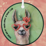Bok Klubb Funny Llama Julgransprydnad Keramik<br><div class="desc">Den här julhelgen behandlar dina vänner i bok klubb till den här humoristiska lamamabilden. Cute Lama bär hjärtformade glas och en söt Cactus blomma. Lustigt att säga " Det finns inga " probllamas" vid Bok Klubb.</div>