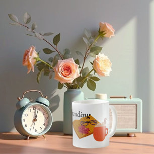 Bok Klubb med glas och kaffe, kaffe Mugg