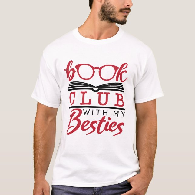 Bok Klubb med mina Besties T Shirt (Framsida)