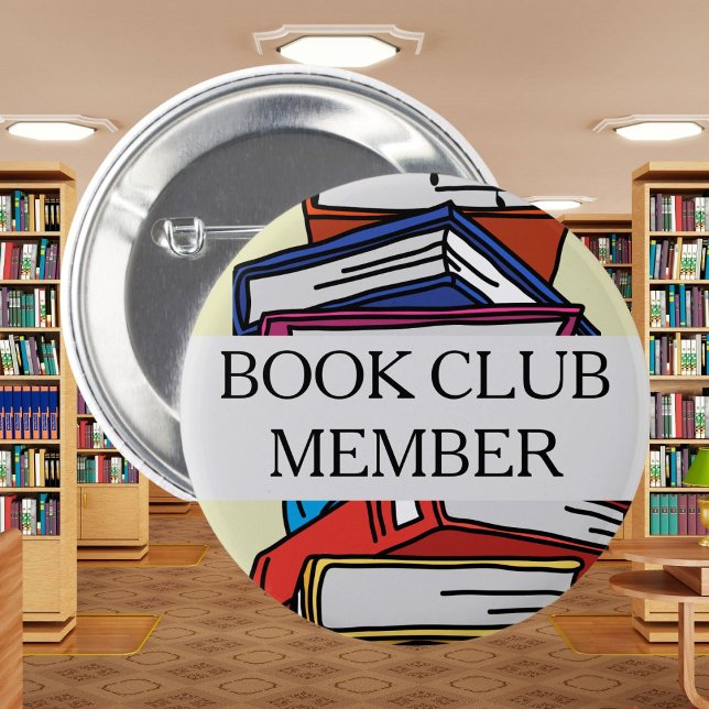 Bok klubb-medlemmens badge-bokläsare älskare bokar knapp (Skapare uppladdad)