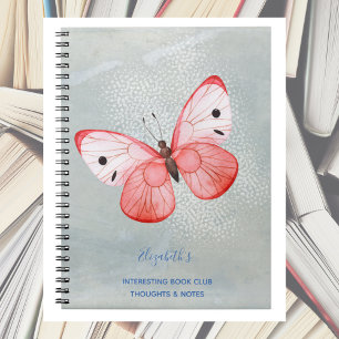 Bok Klubb Reading Notes Rosa Butterfly Anteckningsbok