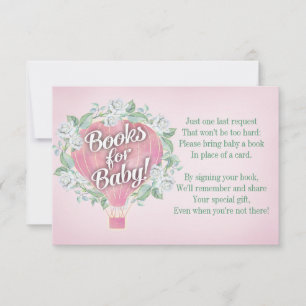 Bok-kortet för rosa Blegon Baby Shower ger en Bok Inbjudningar