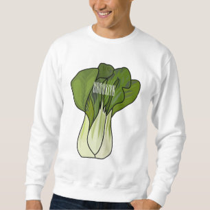 Bok-koy-tecknad illustration lång ärmad tröja