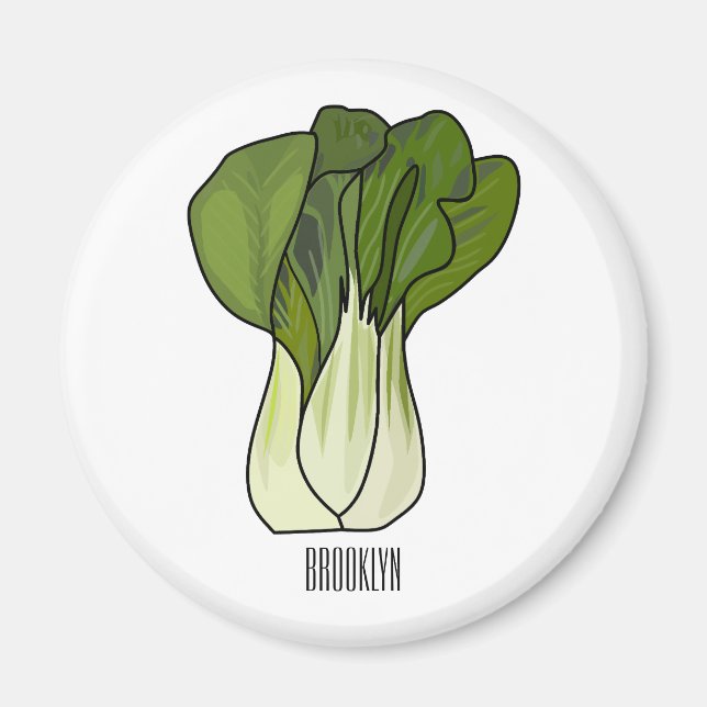 Bok-koy-tecknad illustration magnet (Framsidan)