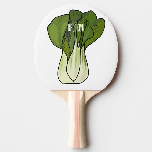 Bok-koy-tecknad illustration pingisracket (Framsidan)