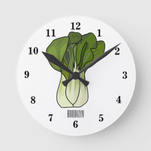 Bok-koy-tecknad illustration rund klocka