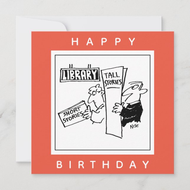 Bok-läsare vid en Bibliotek-Tecknad. Bok Älskare Kort (Framsida)
