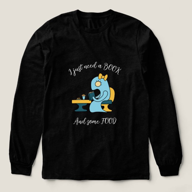 Bok läser monster i ett café t shirt (Design framsida)