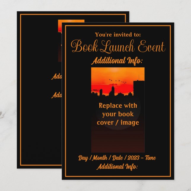Bok Launch Event Black Inbjudningar (Fram/baksida)