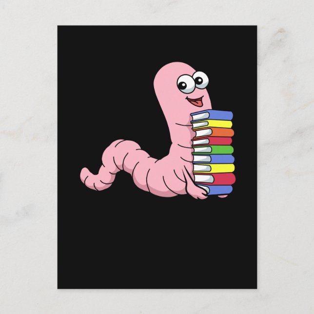 Bok Mask vid läsning av Bokar Gift Kids Bookworm Vykort (Framsida)