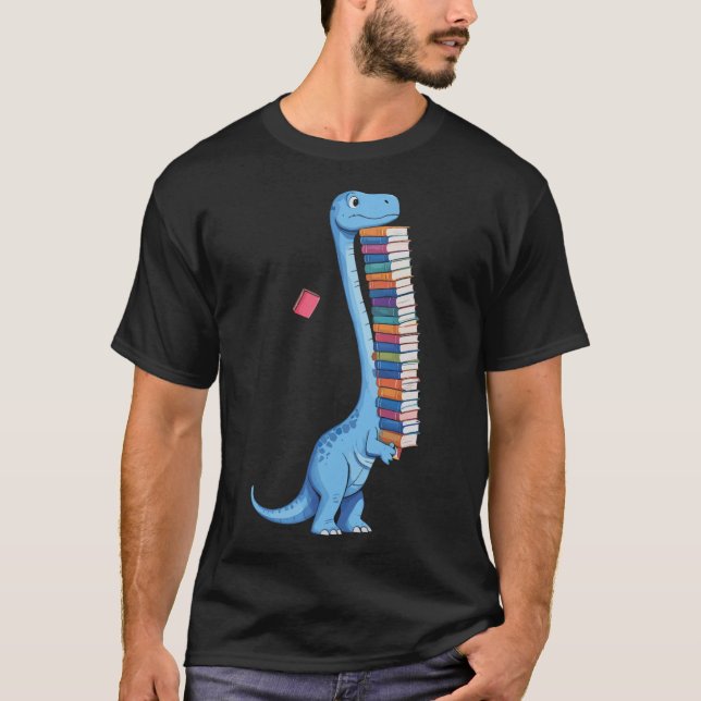 Bok med Dinosaur Reading Dino T Shirt (Framsida)