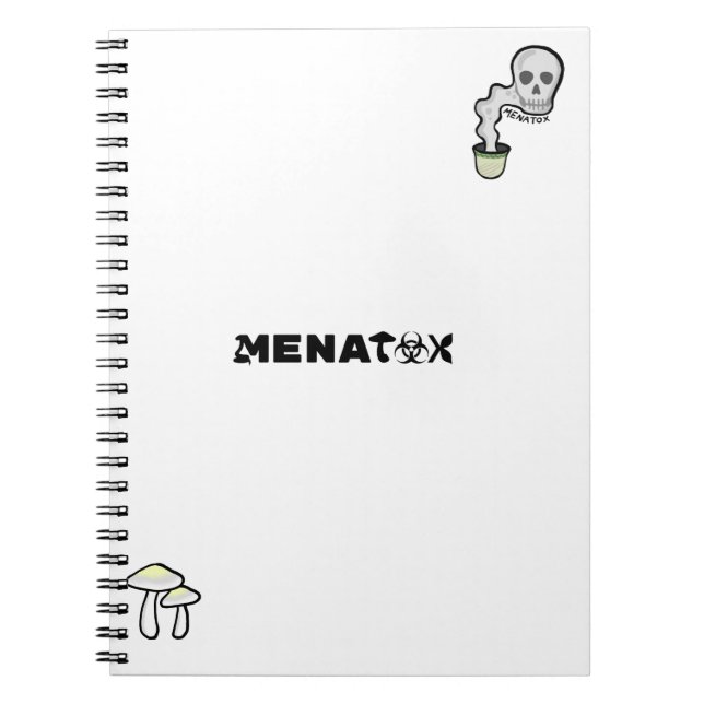 bok med menatox-logotyp anteckningsbok (Framsidan)