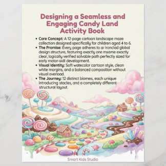 Bok med utskrivbart Candy Land-labyrintaktivitet f Reklamblad