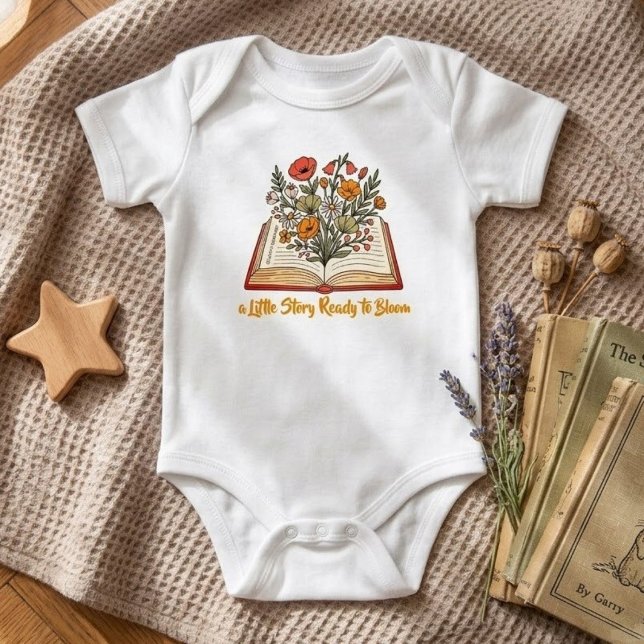 Bok med vilda blommor (sommarnyfödd present) Söt T Shirt (cute baby clothes for girls)