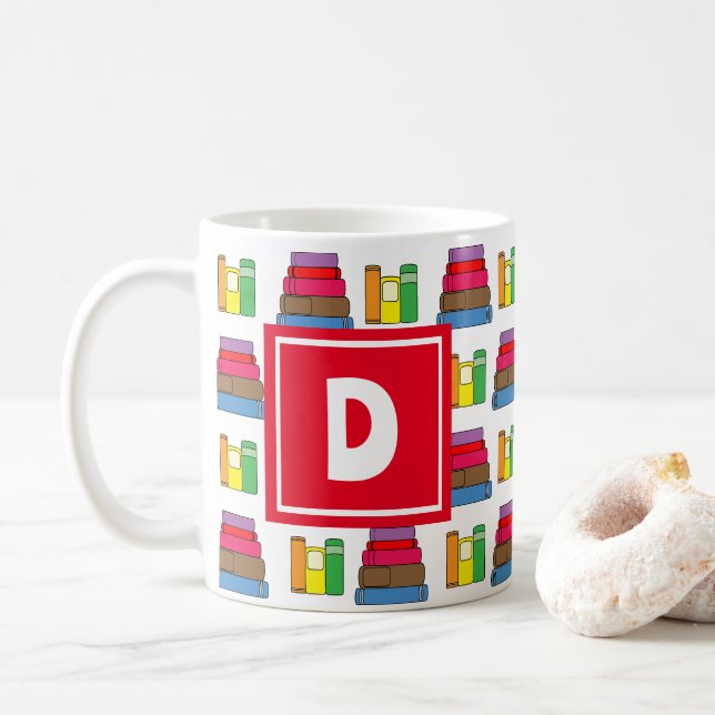Bok Mönster Monogram Kaffemugg (Med munk)