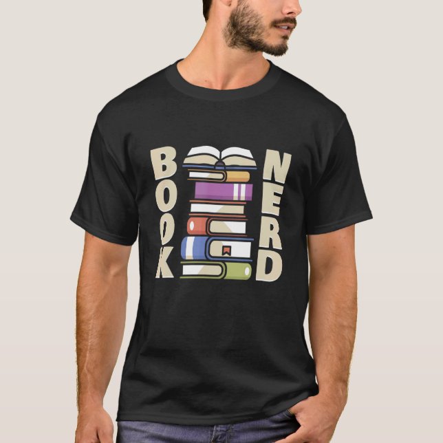 Bok Nerd Bok T Shirt (Framsida)
